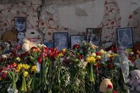 Ukraine's President Volodymyr Zelenskiy Visits Site of Russian Strike in Kyiv