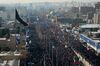 Mourners attend the funeral ceremony of Iranian General Qassem Soleimani in Tehran, Iran, on Monday, Jan. 6, 2020. The strike on Soleimani appeared to unite Iranians after months of violent protests against their own government, with thousands turning out to mourn a military chief who had made their nation -- battered by U.S. economic sanctions -- appear strong by giving Tehran leverage in conflicts from Syria to Yemen.