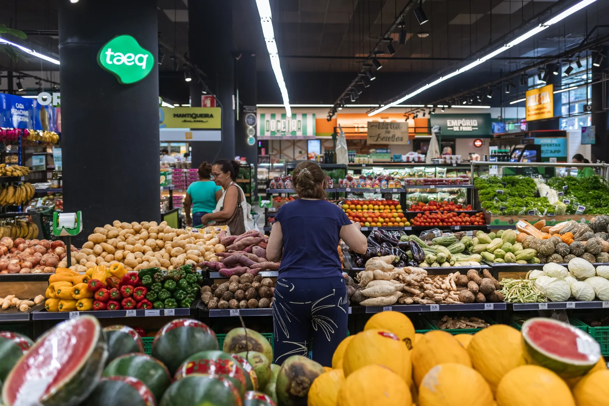A shopper browses produce at a&nbsp;grocery store in Sao Paulo, Brazil.