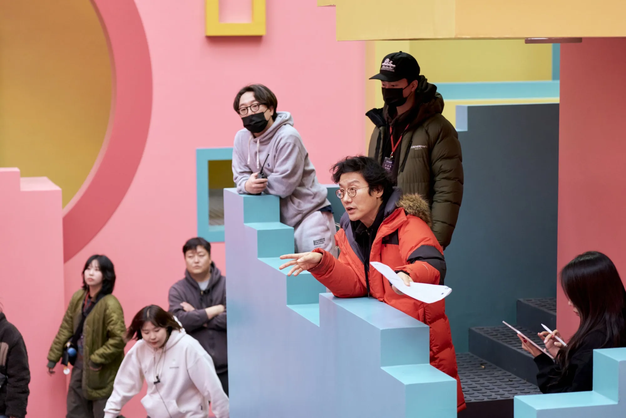 Filmmaker Hwang Dong-hyuk is directing at the set of Netflix original series Squid Game.
