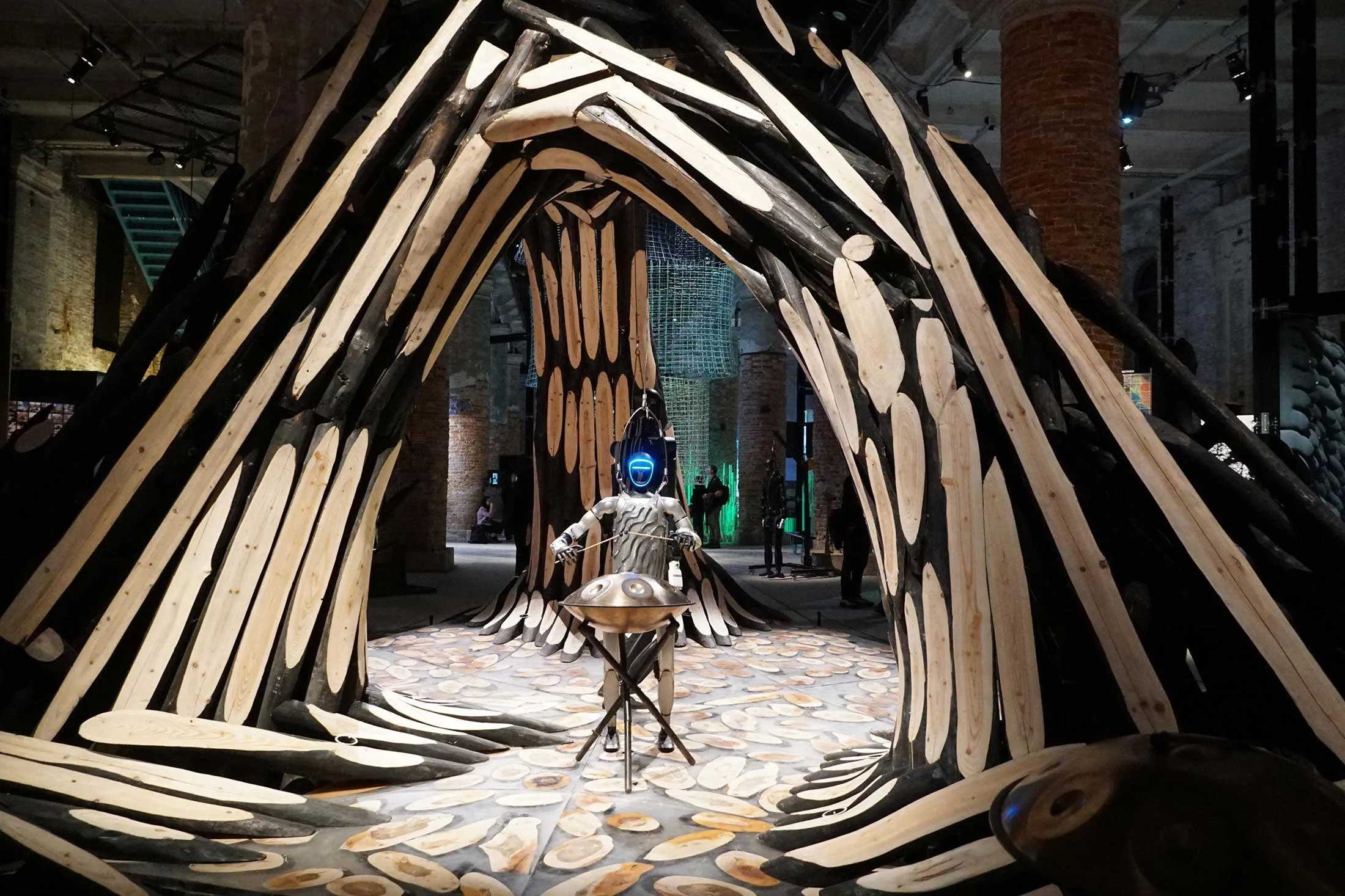 Steel-drum playing robots are part of the main exhibition, curated by Italian architect-engineer Carlo Ratti, the Architecture Biennale.