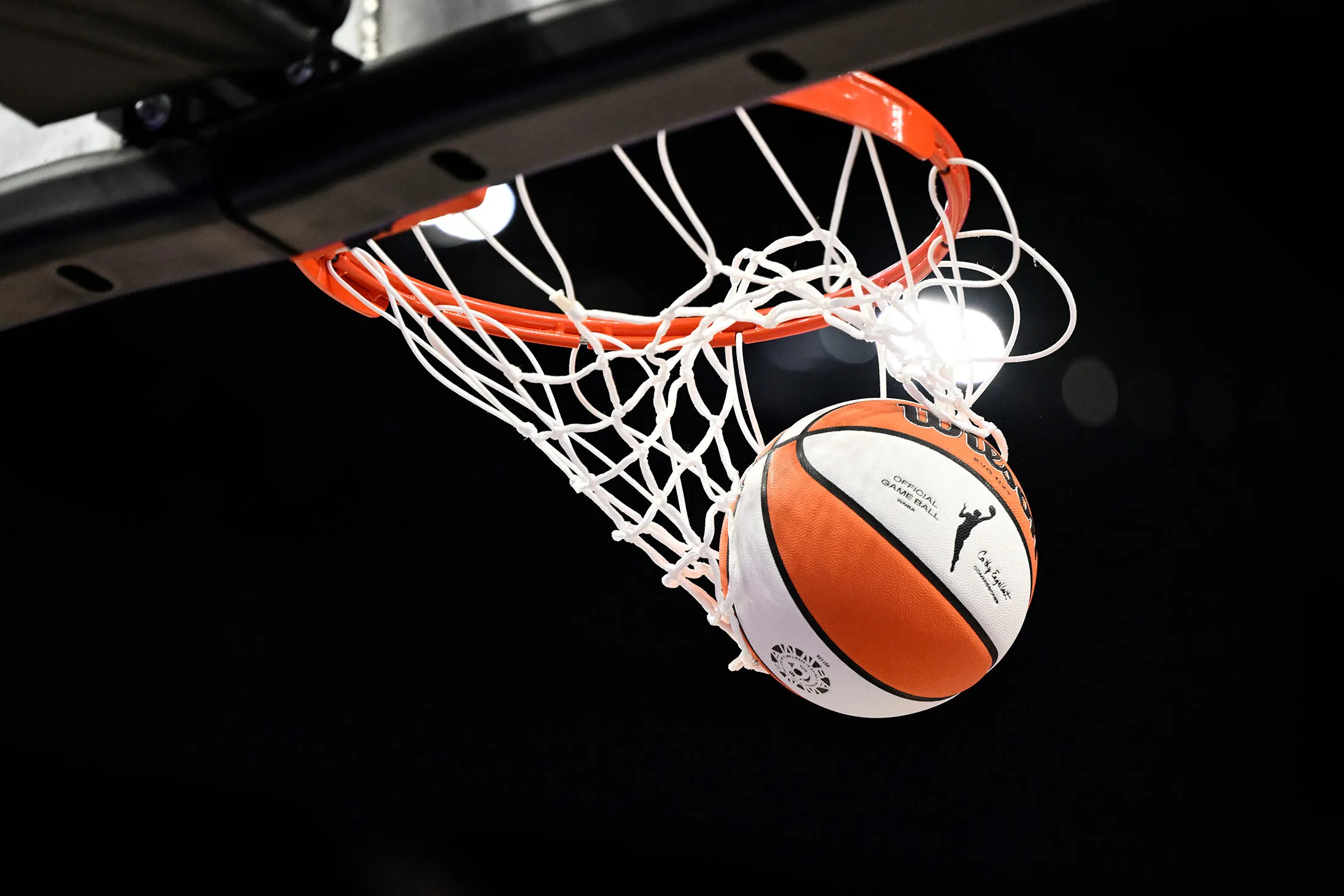The WNBA logo on a basketball before a&nbsp;game&nbsp;in San Francisco this week.