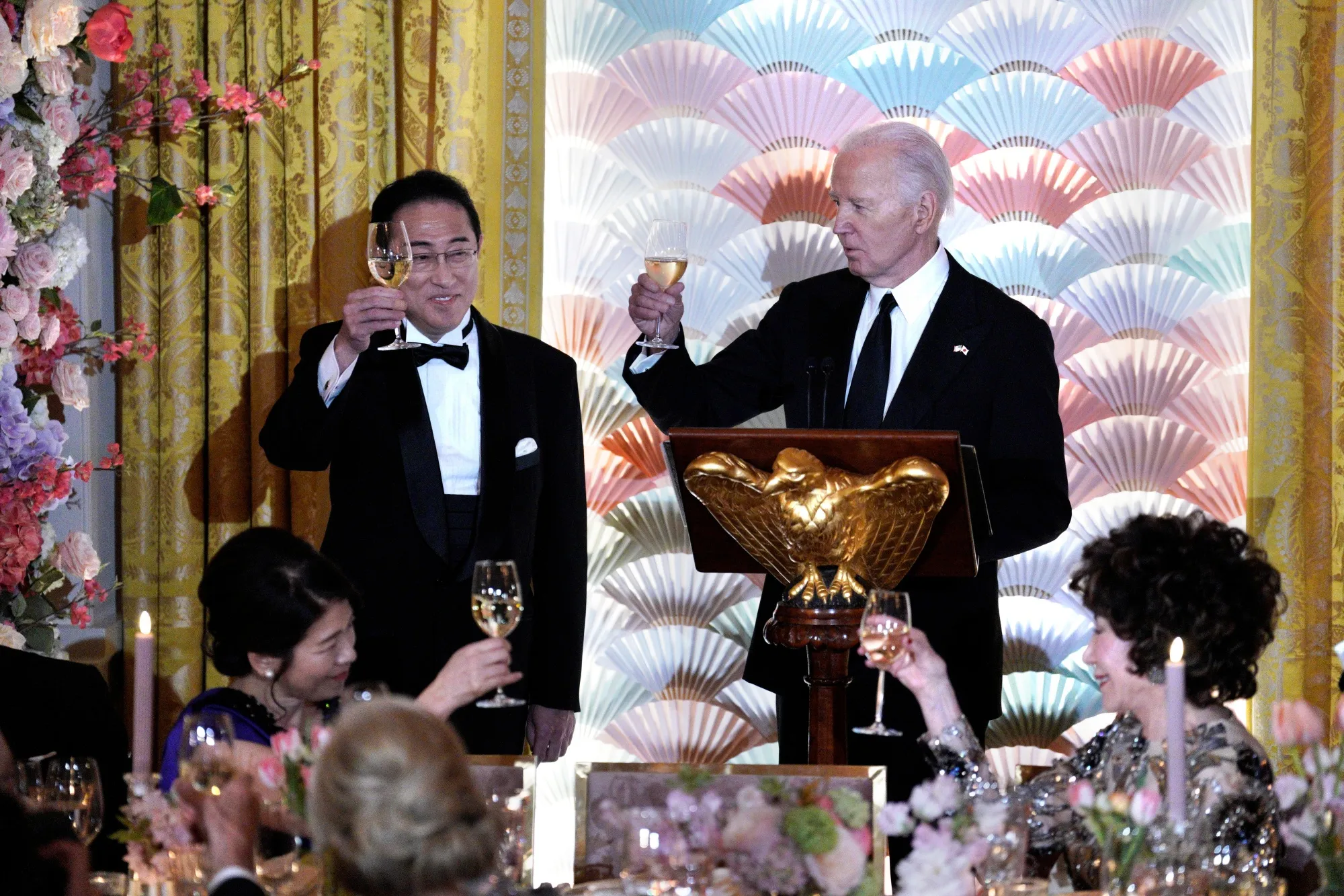 Joe Biden, right, and Fumio Kishida on April 10.