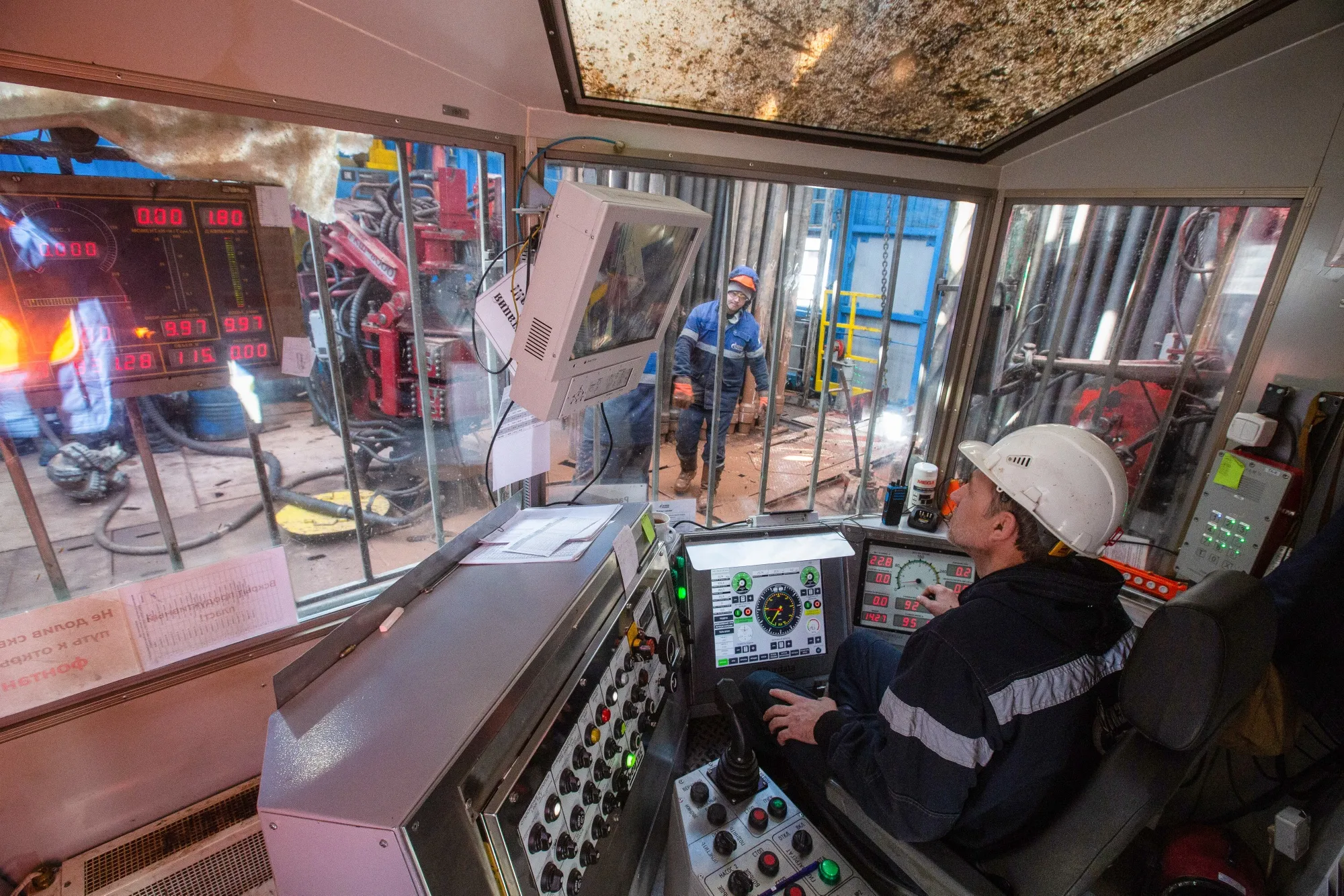 The control room of the Gazprom PJSC gas drilling rig in the Kovyktinskoye gas field.