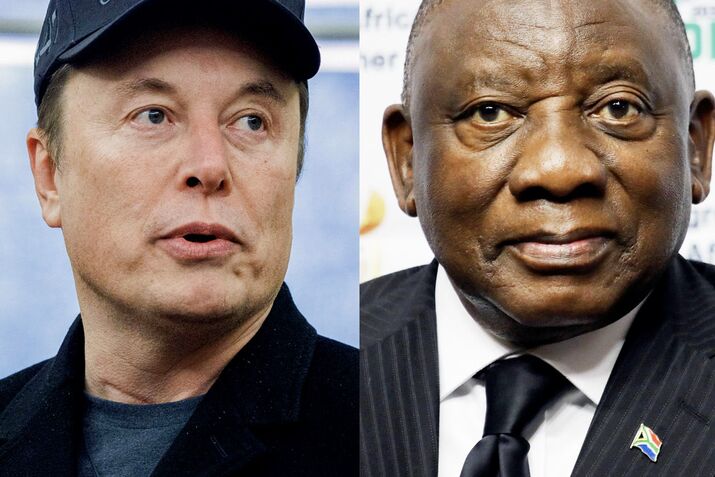 Elon Musk, Cyril Ramaphosa, and Donald Trump.