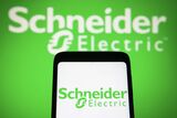 In this photo illustration, the Schneider Electric SE (