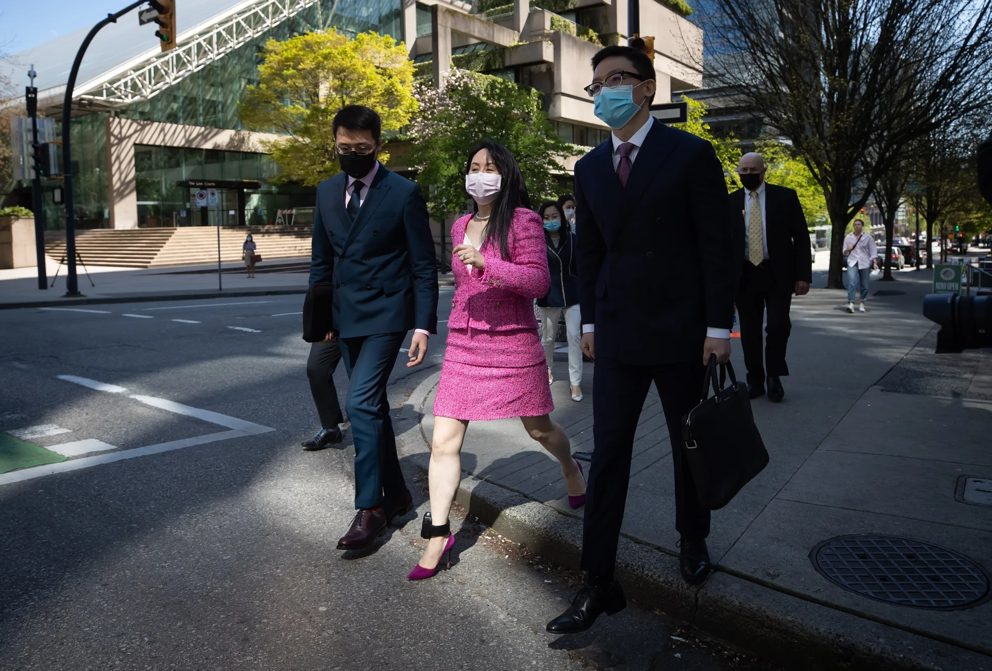 Meng Wanzhou leaves the Supreme Court in Vancouver, on April 19.