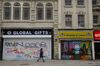Closed shops on Oxford Street in London.