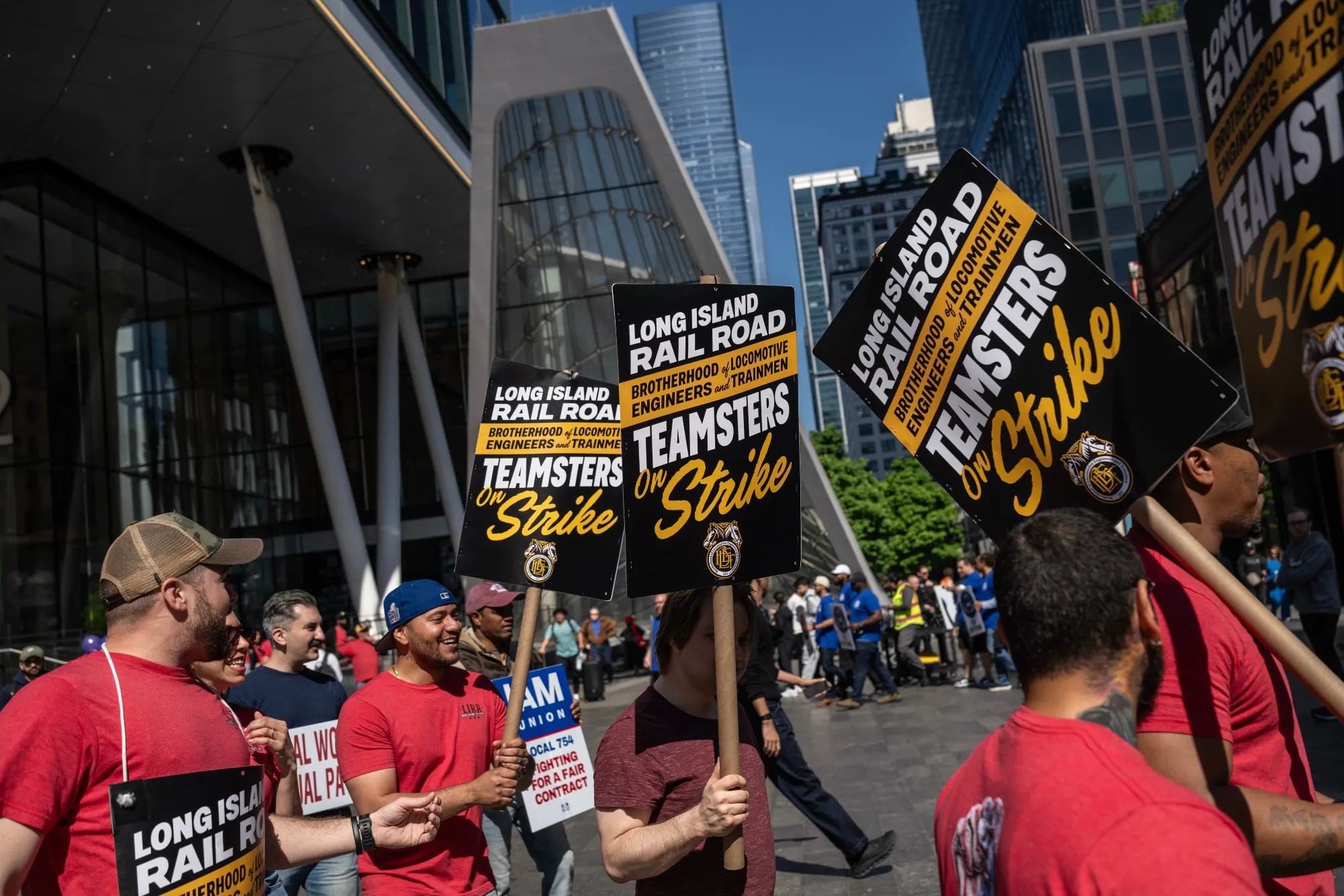 Long Island Rail Road workers picket outside of Penn Station on May 16.