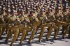 TOPSHOT - Korean People's Army (KPA) soldiers march during a mass rally on Kim Il Sung square in Pyongyang on September 9, 2018.