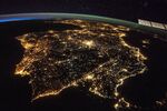 An astronaut's view of urban lights glowing over Spain and Portugal.