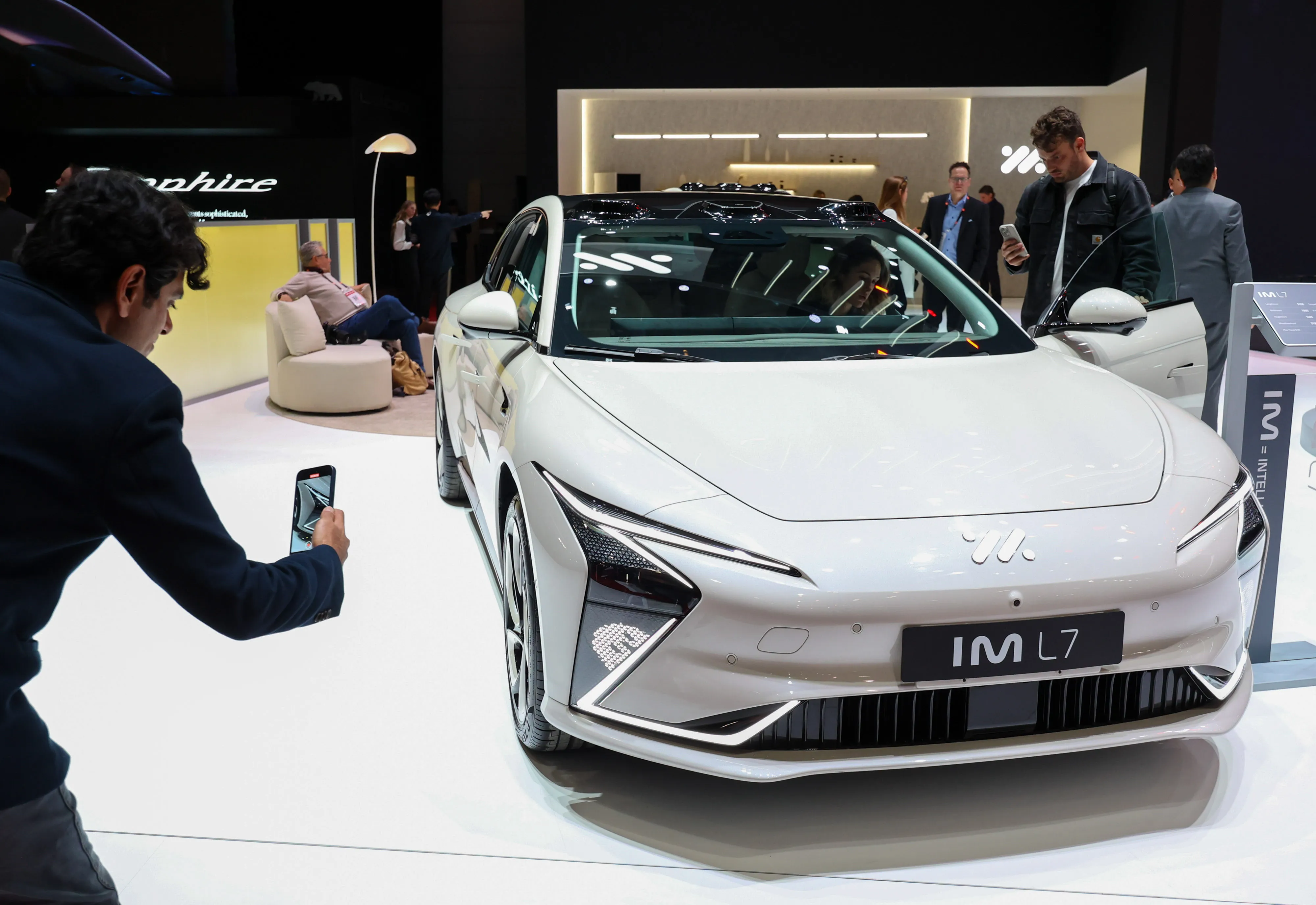 An electric MG saloon at the Geneva Motor Show in February.