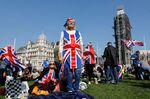 Pro-Brexit demonstrators on Parliament Square, March 29.