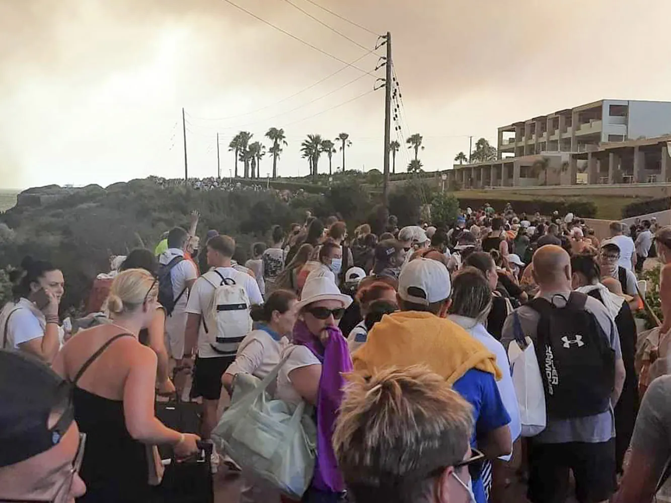 Tourists being evacuated&nbsp;on the island of Rhodes, July 22.