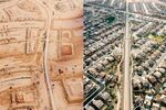Eastmark (left) is scheduled to open this summer. The Phoenix suburb of Gilbert (right)
