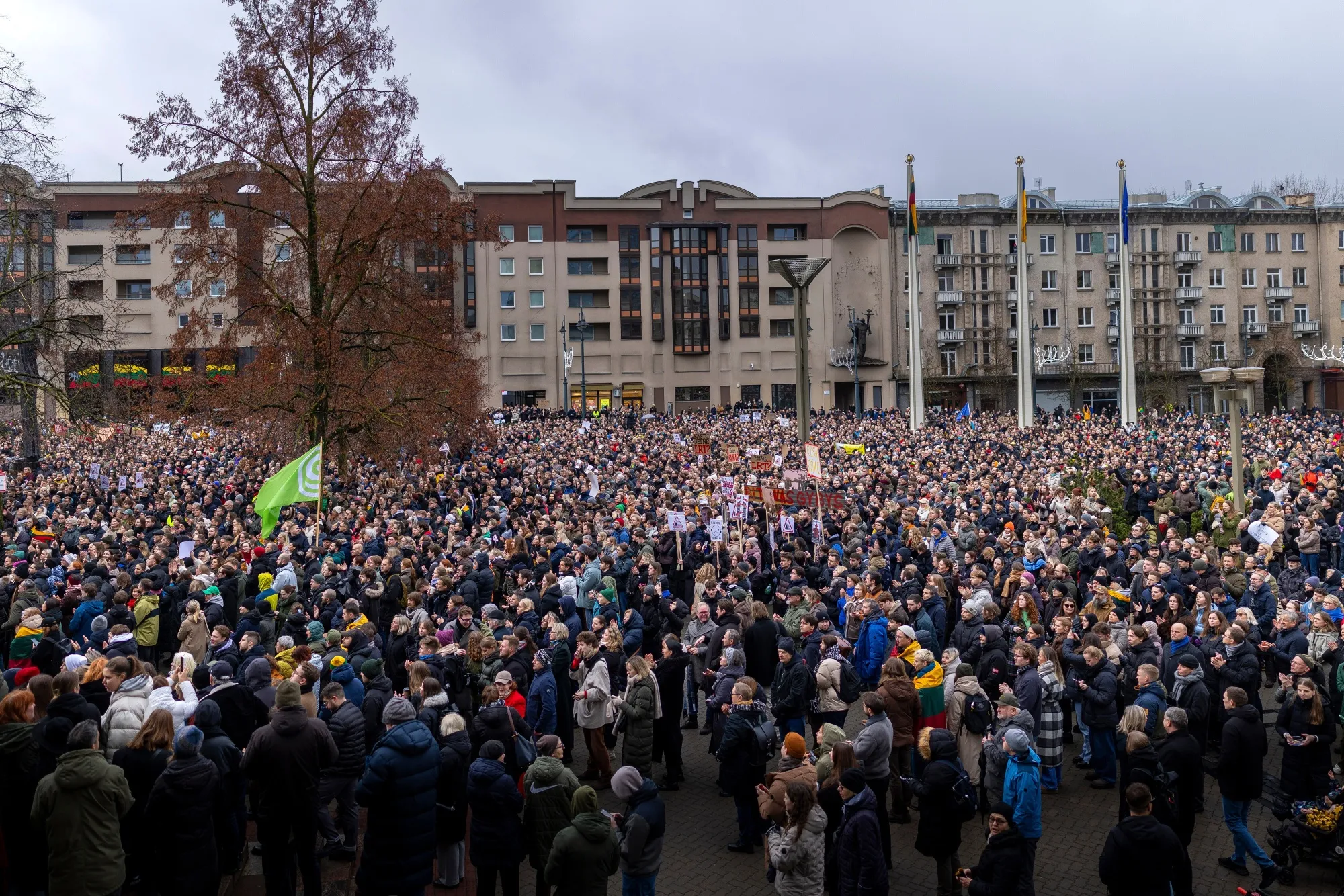 A protest against politicians trying to restrict media freedom at the Parliament Palace in Vilnius, Lithuania, on Dec.9.