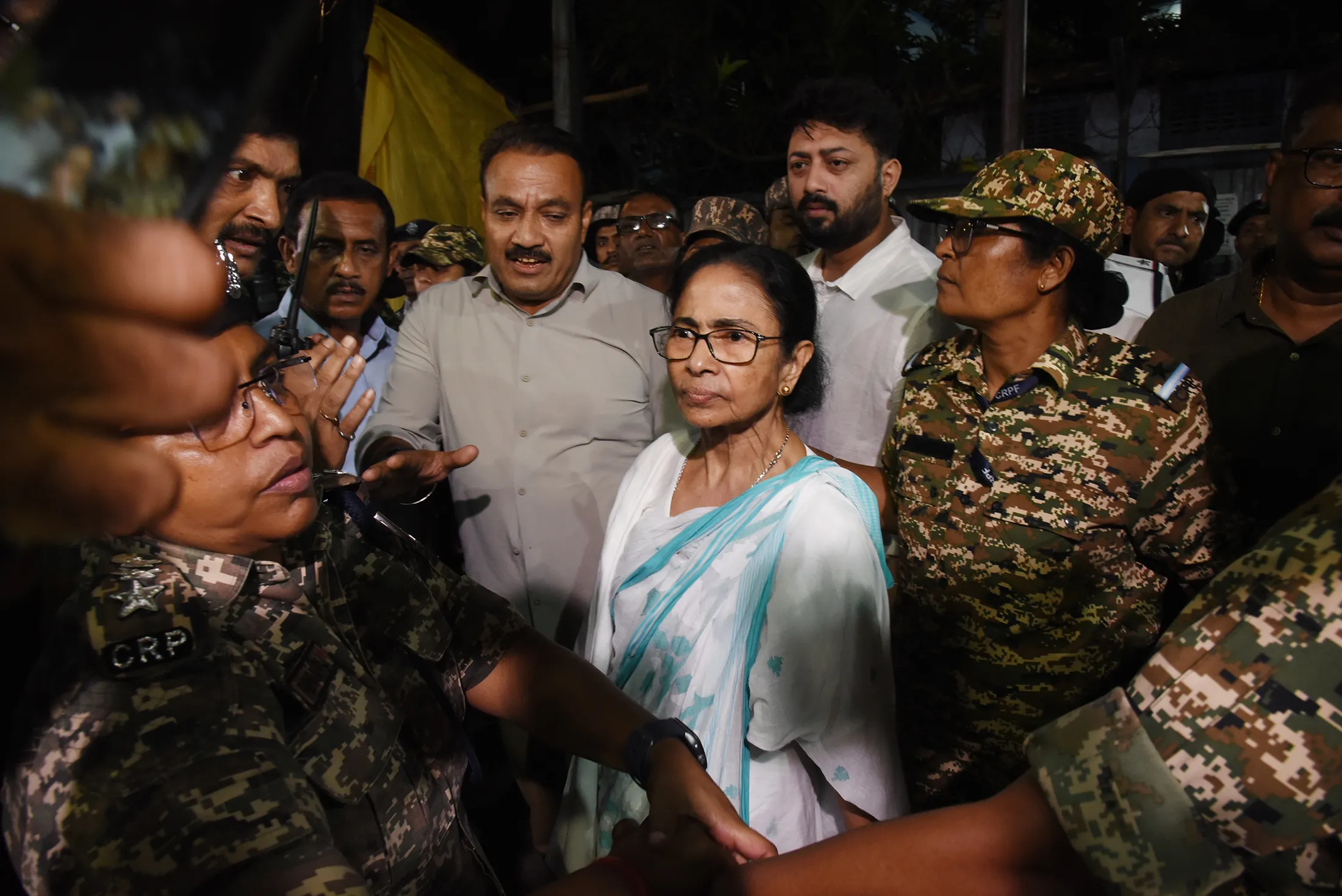 Mamata Banerjee speaks to the media after conceding the elections to the BJP in Kolkata, India, on May 4.