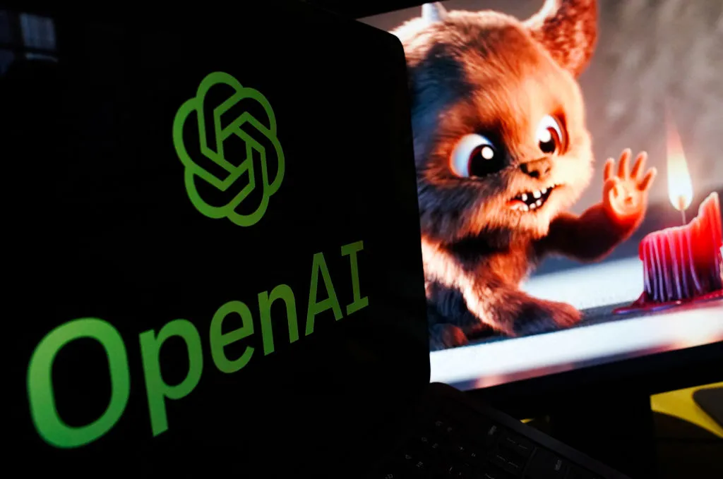 A video created by Open AI's&nbsp;text-to-video "Sora" tool&nbsp;plays on a monitor in Washington, DC on Feb.&nbsp;16, 2024.