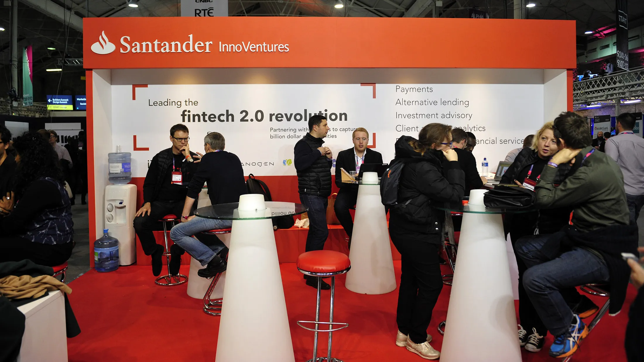 The Banco Santander stand at the Dublin Web Summit on Nov. 3.

