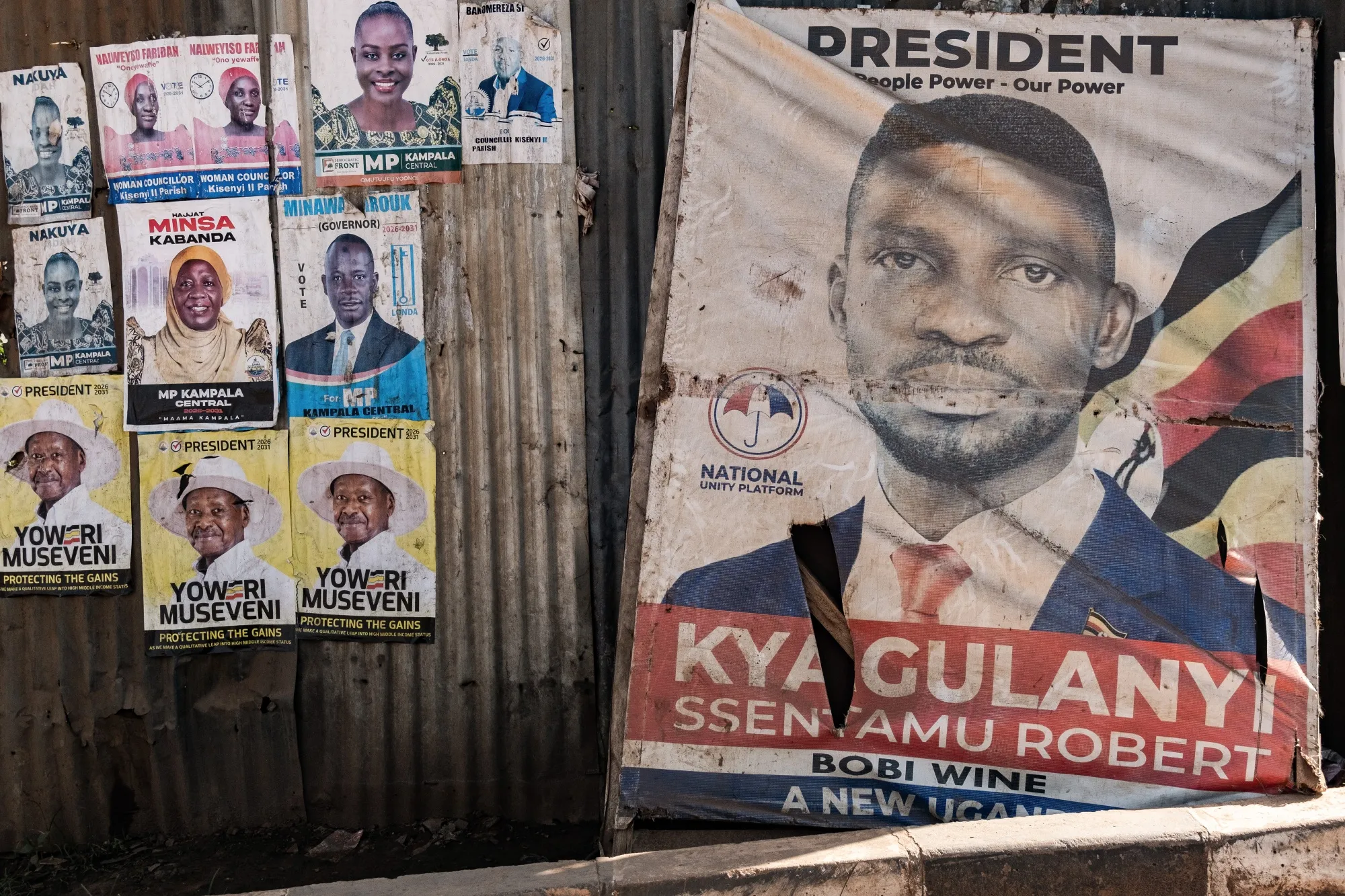Ugandan election posters in Kampala on Jan. 14.
