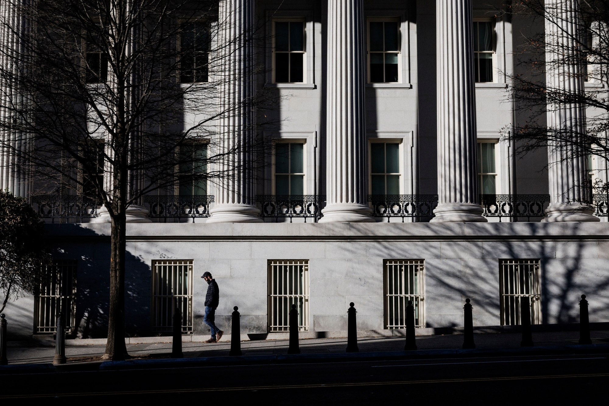 The US Treasury building in Washington, DC, US, on Tuesday, Dec. 31, 2024. The US Treasury Department was hacked by a Chinese state-sponsored actor through a third-party software service provider, according to a letter the agency sent to Congress on Monday. Photographer: Samuel Corum/Bloomberg