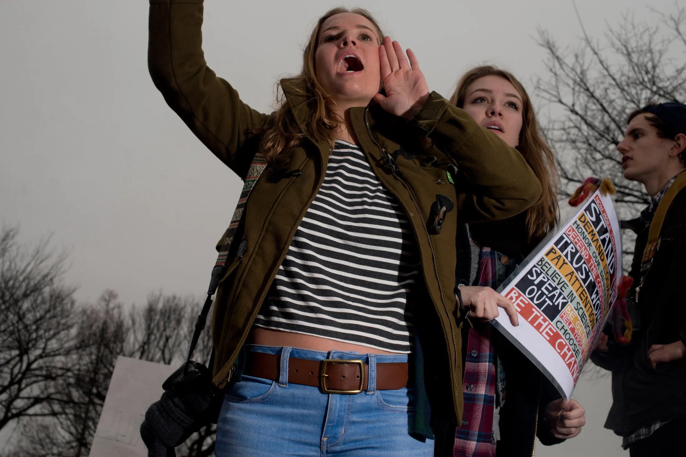 Women stood on statues and climbed trees, shouting "We are the popular vote!"&nbsp;
