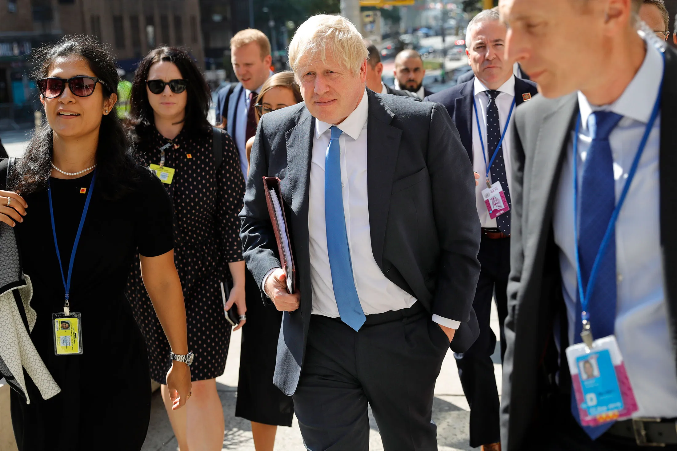 Boris Johnson&nbsp;walks near the United Nations in New York on&nbsp;Sept. 23.