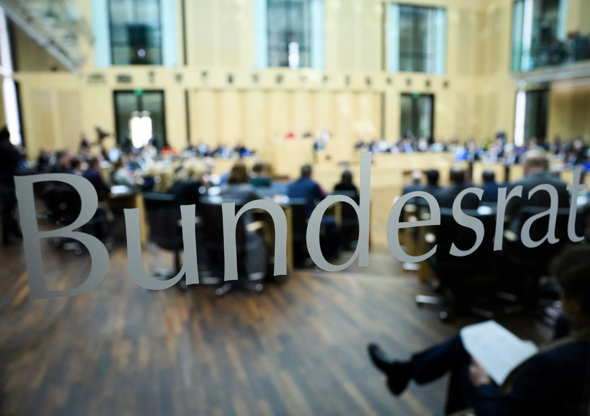 Members of parliament sit at the German Bundesrat on March 21.