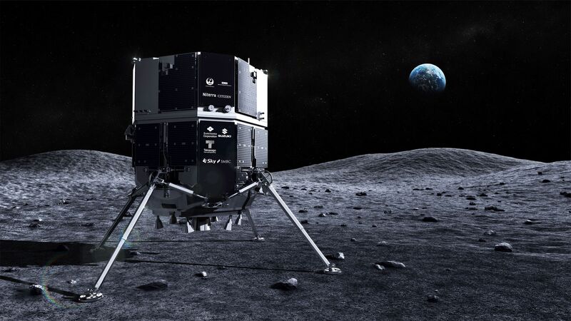 An illustration provided by ispace depicts the Hakuto spacecraft on the surface of the moon.