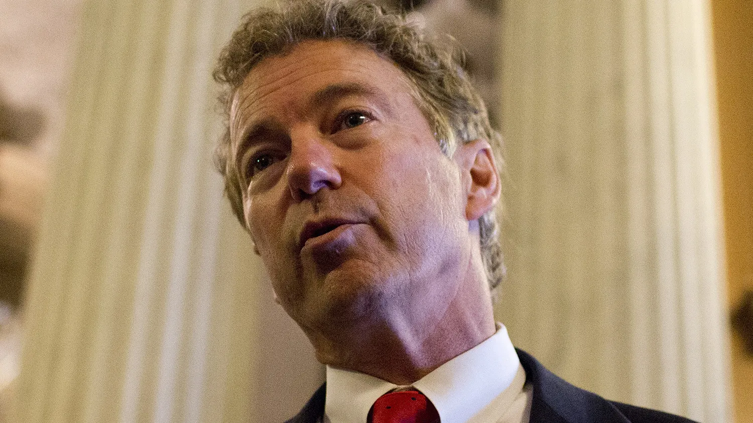 Senator Rand Paul, R-KY, speaks to the press at the Senate after speaking in the chamber at the US Capitol in Washington, DC on May 31, 2015.
