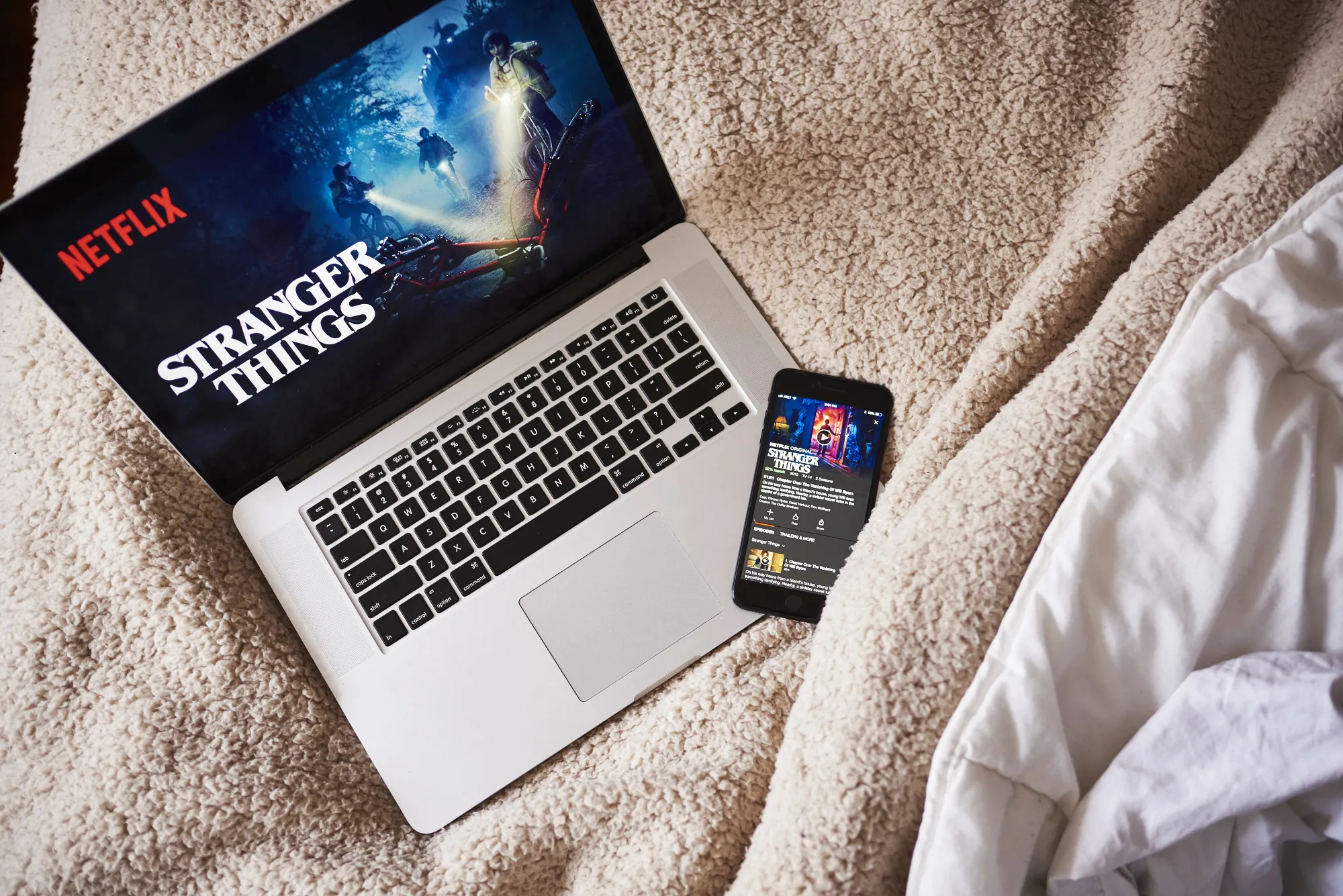 The Netflix Inc. original series 'Stranger Things' home page is seen on a laptop.