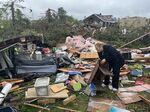 Debris after a tornado tore through Gaylord, Mich., May 20.