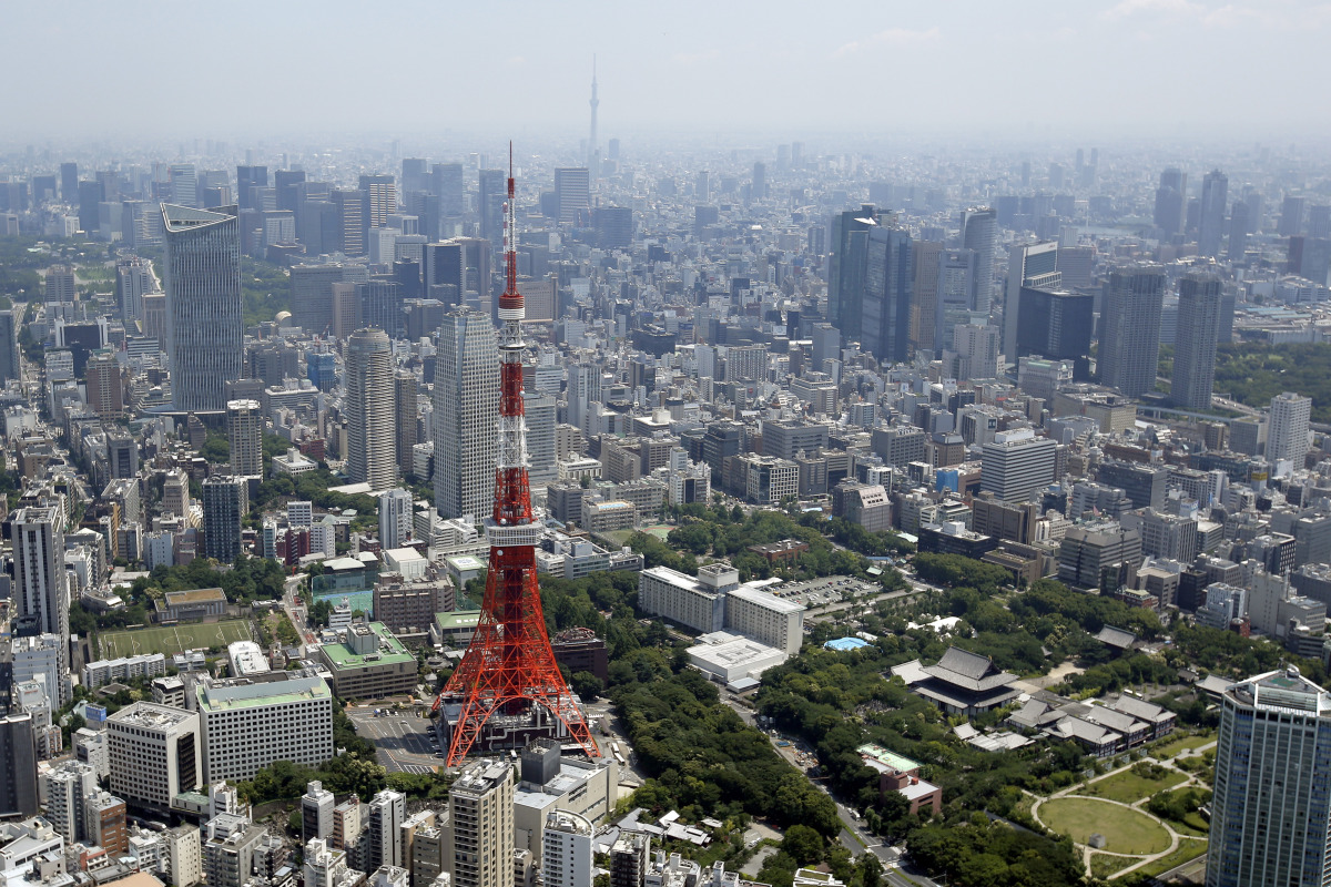 Tokyo from above. Tokyo is the capital of Japan, and one of the biggest  cities in the world. It has a population of 14million, with a Metropolitan  population of almost 40million. It