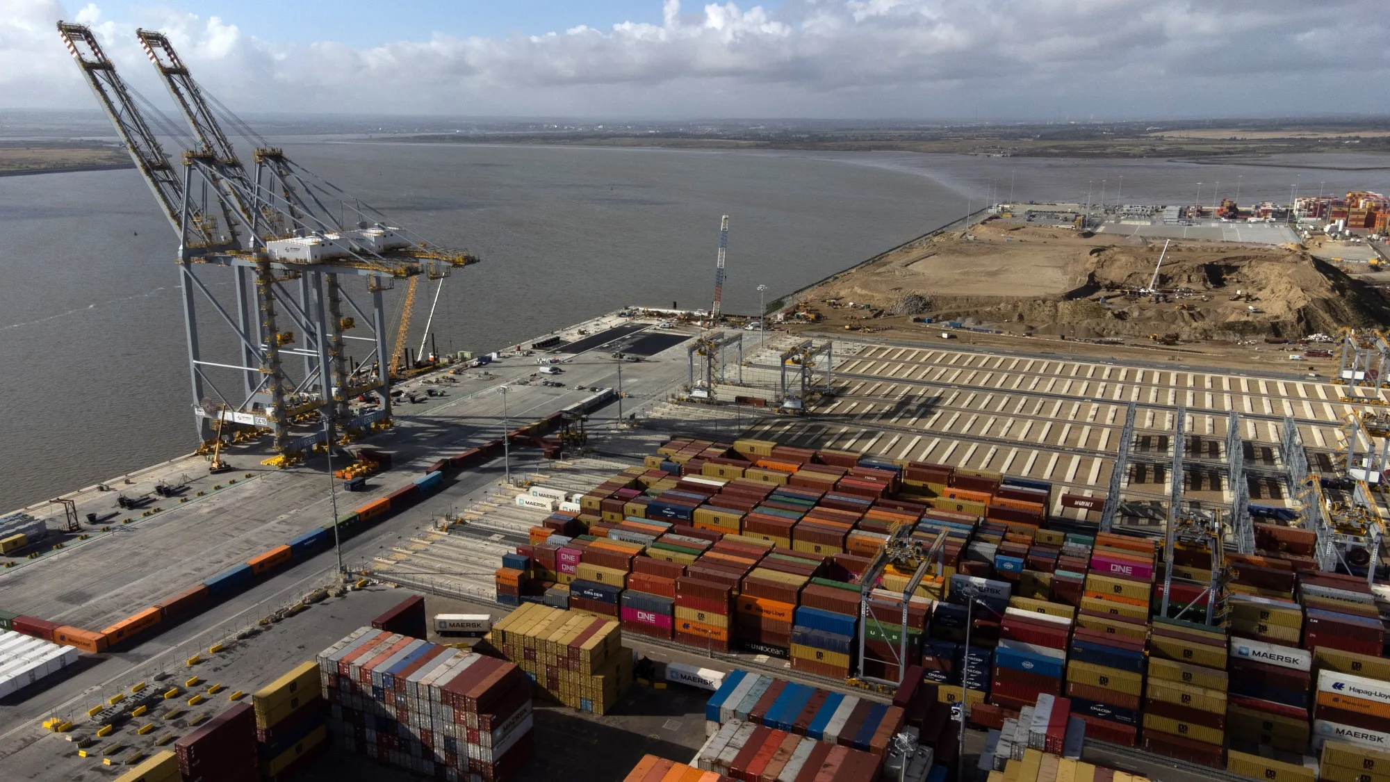 Groundwork at an area of expansion at London Gateway port in Stanford-le-Hope, UK, on&nbsp;Oct. 7.