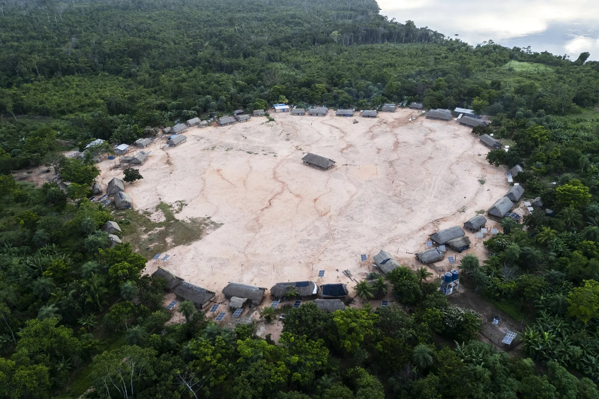 The village of Metuktire in the Brazilian Amazon rainforest in Mato Grosso state. The Tropical Forest Forever Facility fund proposes to support indigenous peoples and tree preservation through investment returns from fixed income assets.