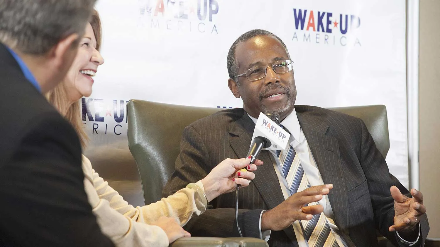 Dr. Ben Carson is interviewed during a live streaming Web-A-Thon with Wake Up America September 5, 2014 at the Westin Kierland Resort in Scottsdale, Arizona.
