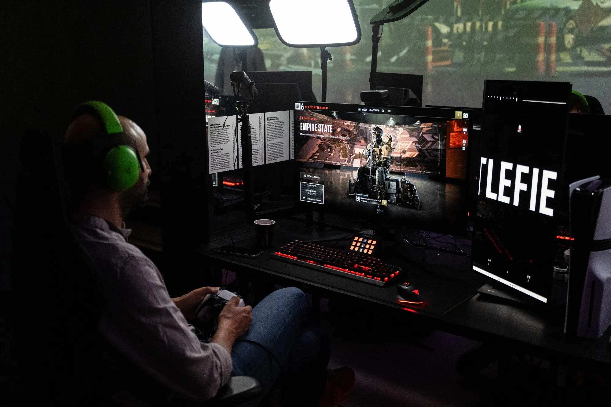A gamer tests Battlefield 6 in Paris in July.