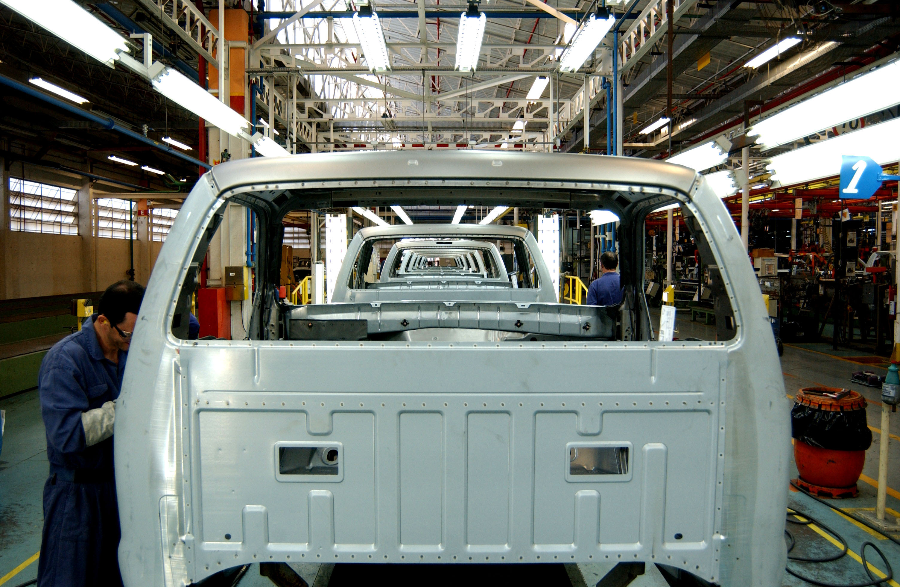 Employees work at the&nbsp;Ford plant in Sao Bernardo do Campo,&nbsp;Brazil in 2004.
