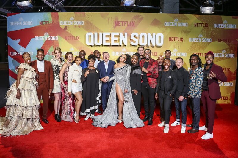 Netflix's Queen Sono cast on the red carpet for the Johannesburg premiere.