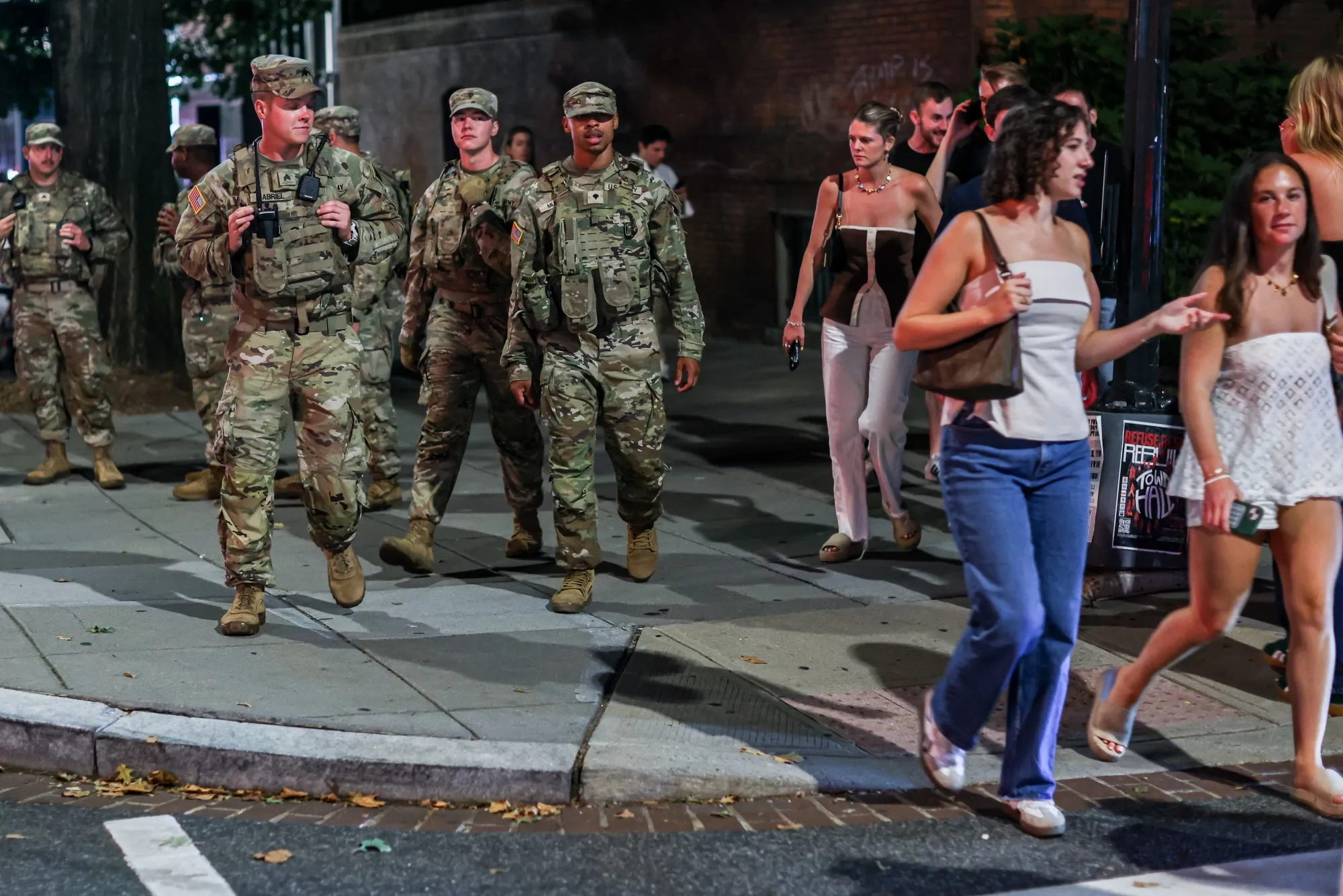 Members of the Ohio National Guard patrol 14th Street in Washington on Aug. 23.