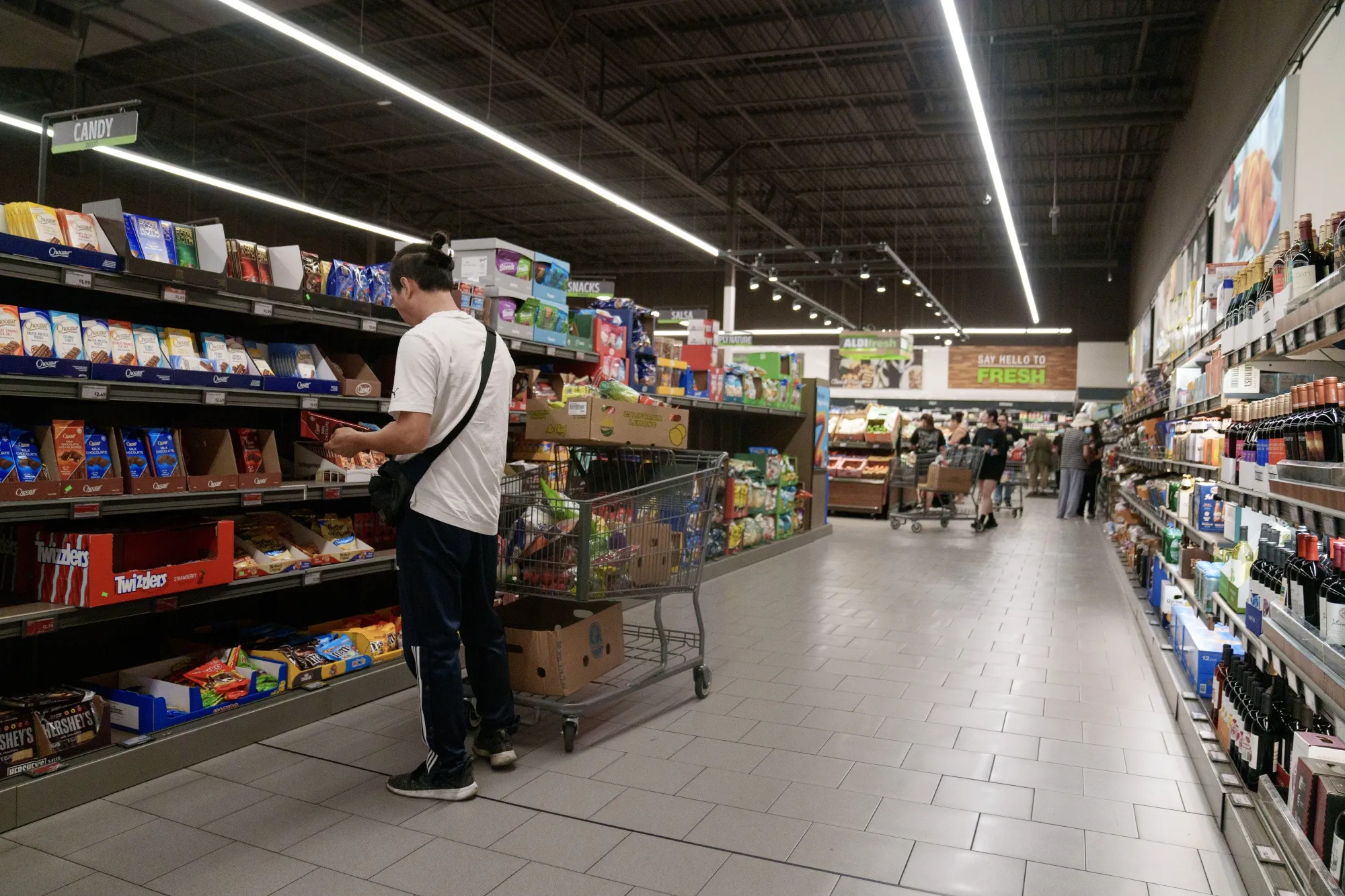 A customer in a supermarket in Alhambra, California.