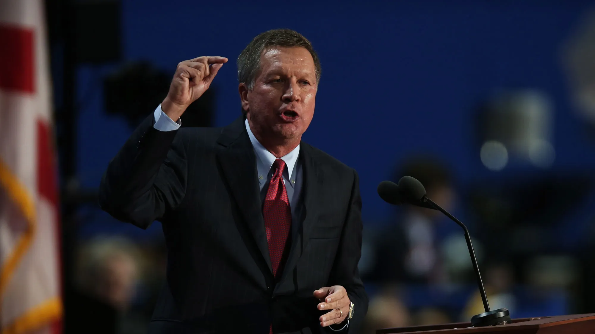 Ohio Gov. John Kasich speaks during the Republican National Convention at the Tampa Bay Times Forum on August 28, 2012 in Tampa, Florida.
