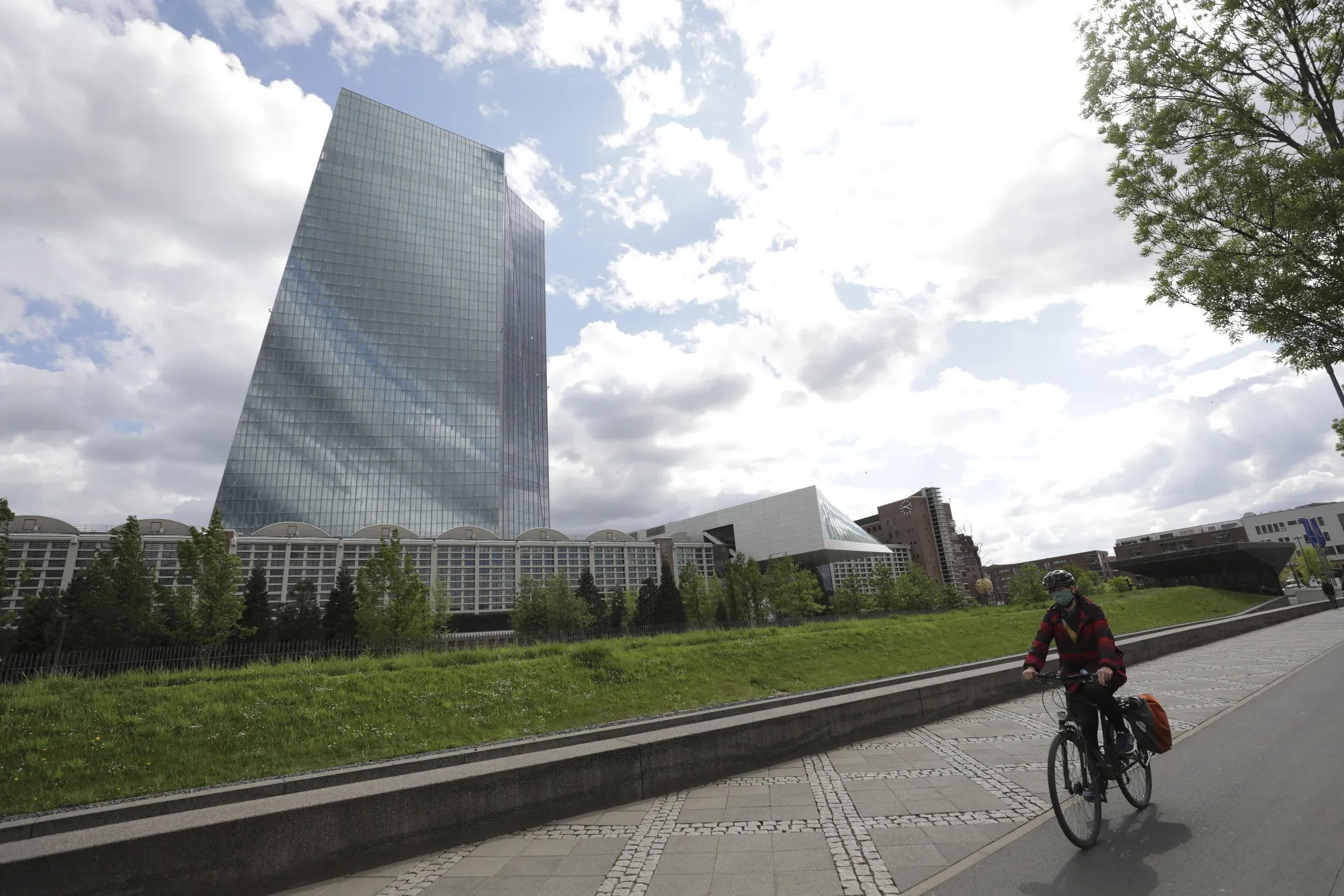 Outside the European Central Bank (ECB) headquarters in Frankfurt, Germany.