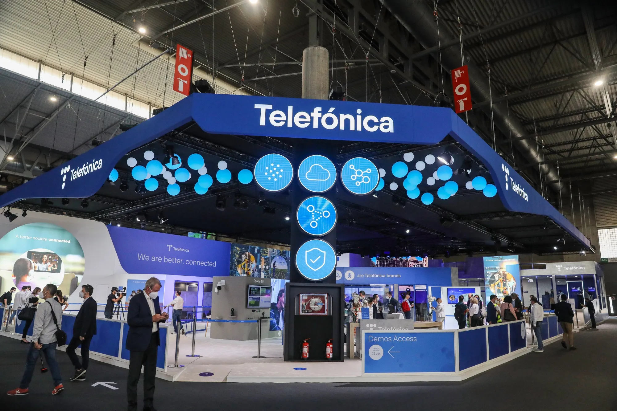 The Telefonica SA stand at the MWC Barcelona&nbsp;in Barcelona in 2021.