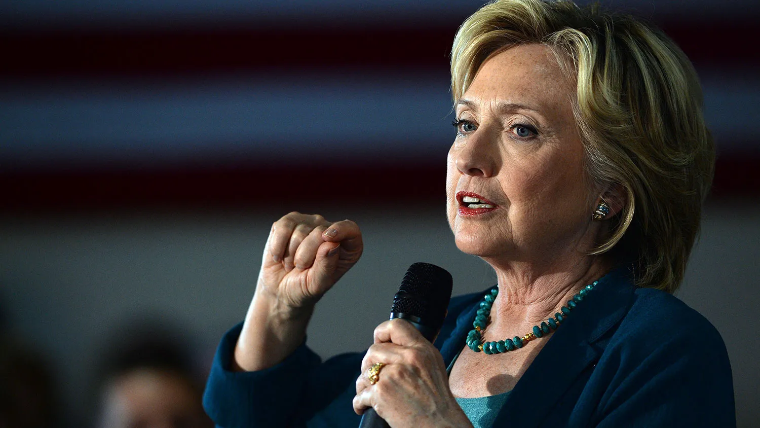 Democratic presidential candidate Hillary Clinton speaks during a community forum on substance abuse on Sept. 17, 2015, in Laconia, New Hampshire.
