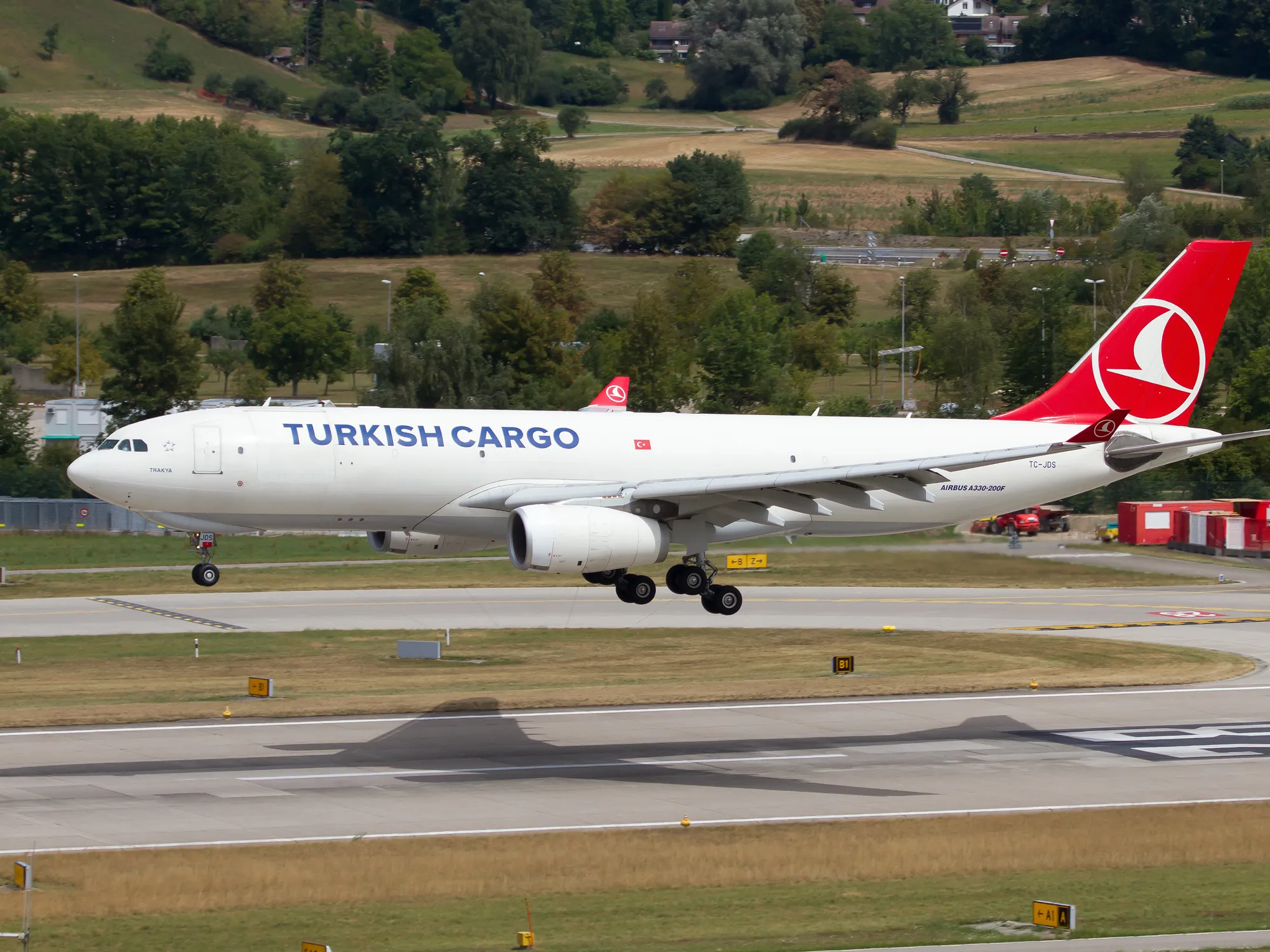 Turkish Airlines Cargo Airbus 330-200 freighter seen landing