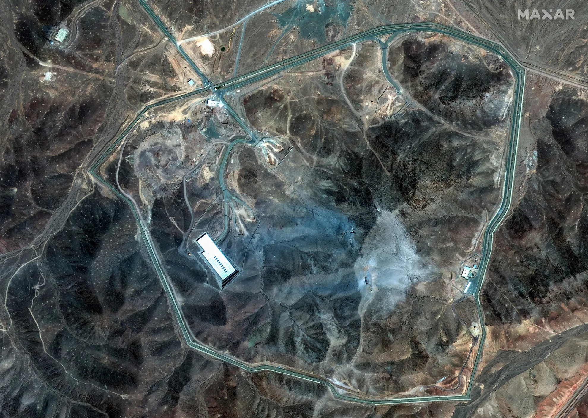 Overview of Fordow underground complex on June 22 after US strikes.