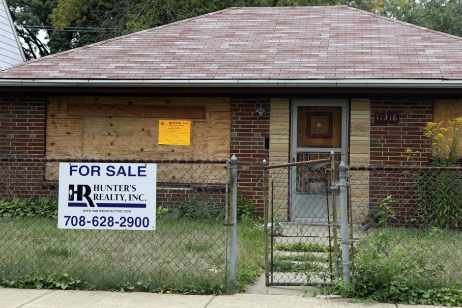 A vacant home in the Roseland neighborhood of Chicago. Land banks have been a common technique for helping cities address abandoned properties.