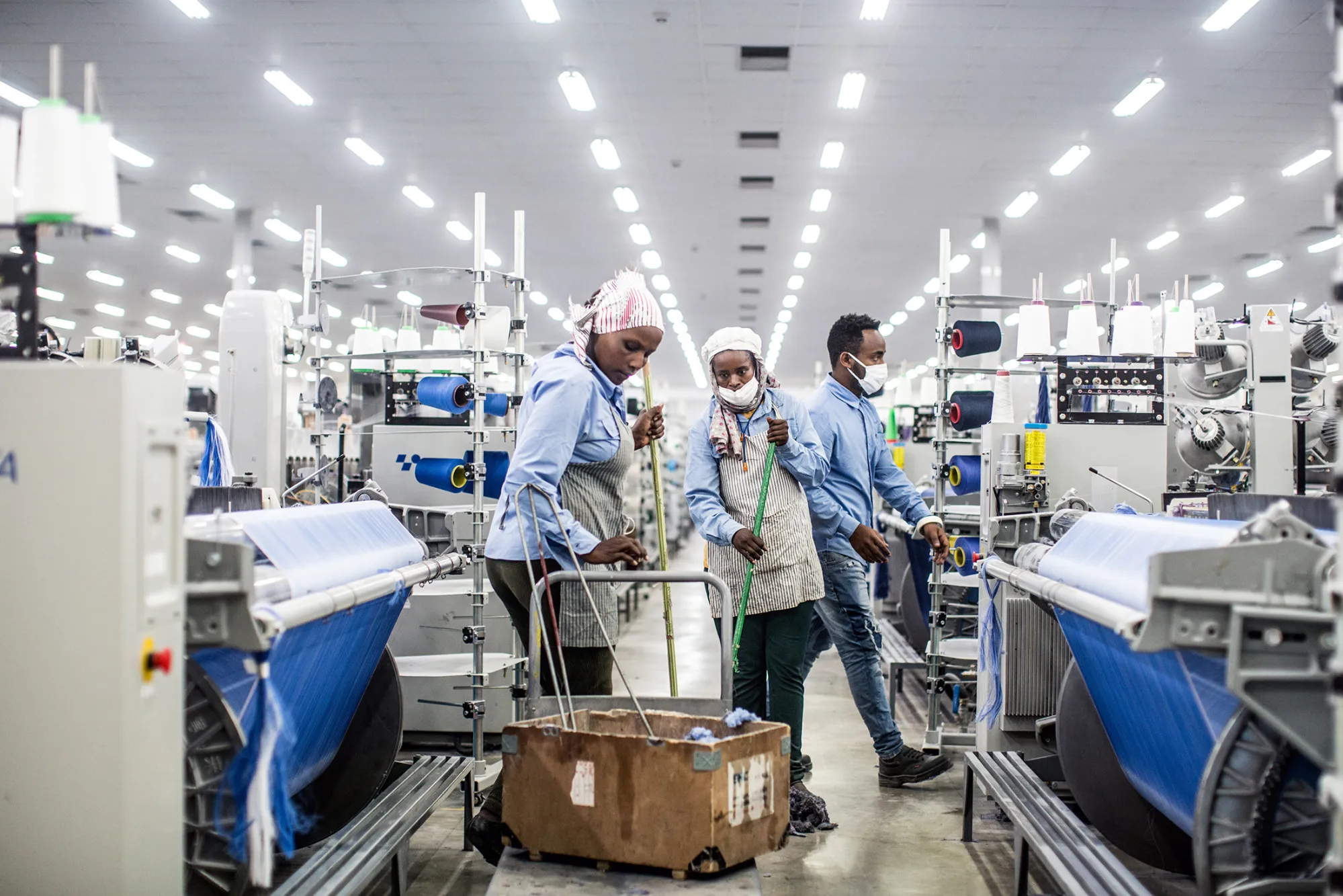 Textile workers at a Chinese-owned factory in the Hawassa Industrial Park.