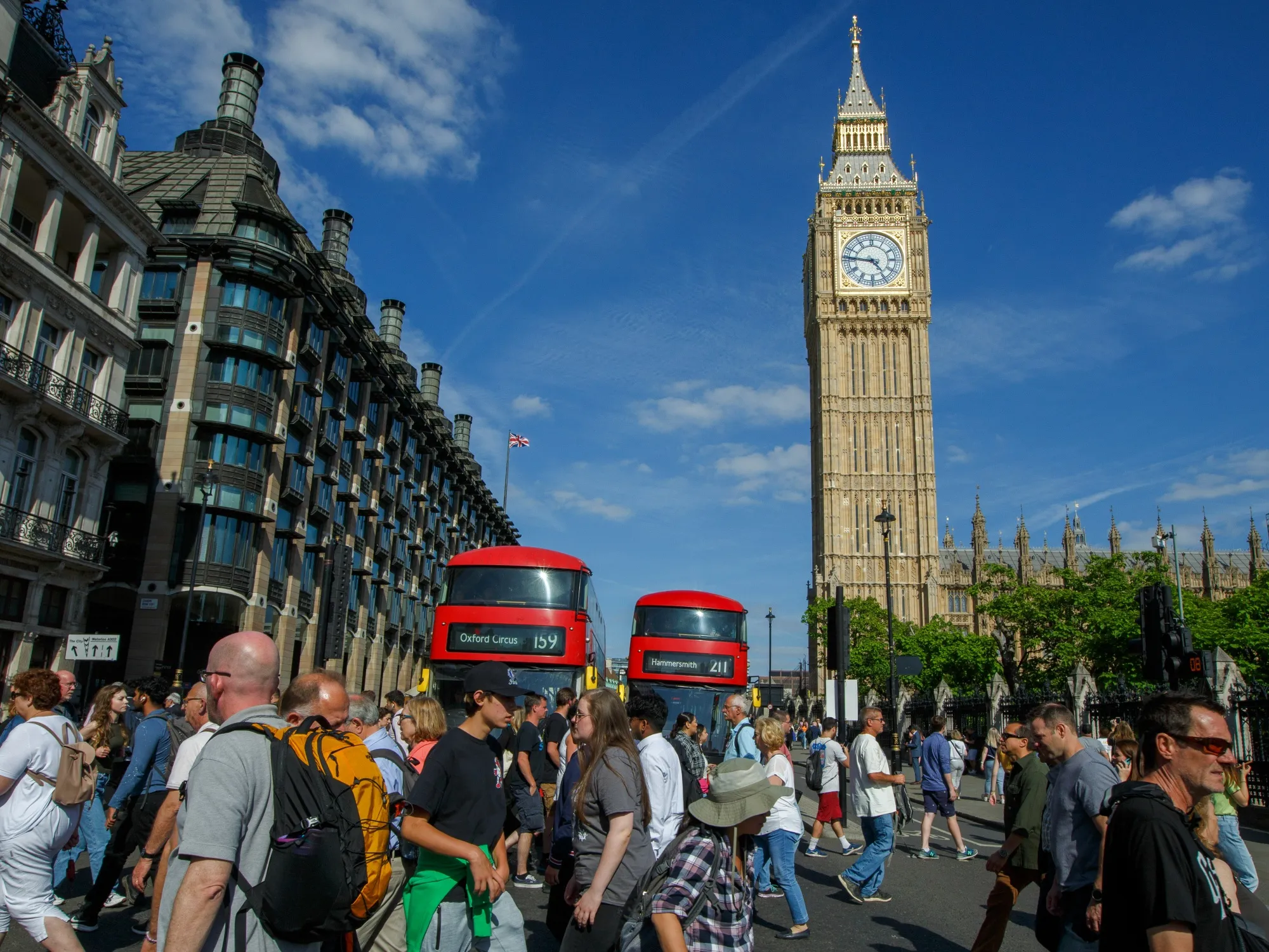 People near&nbsp;the Houses of Parliament, Westminster, London.